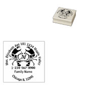 Crab Line Art Monogram Home Contact Info Rubberstempel (Gestempeld)
