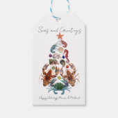 Crab Lobster kerstboom Zee Holiday Cadeaulabel (Voorkant)