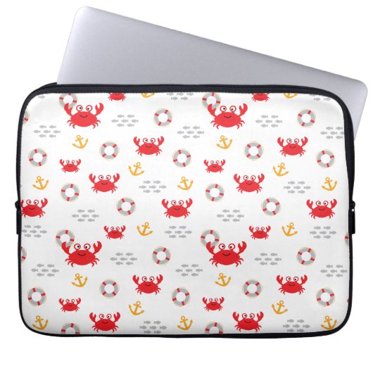 Crab met Lifebuoy Laptop Sleeve (Voorkant)