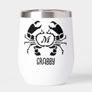 Crab Monogram in een Black Stencil Style