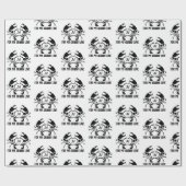 Crab Monogram in een Black Stencil Style Cadeaupapier (Vlak)