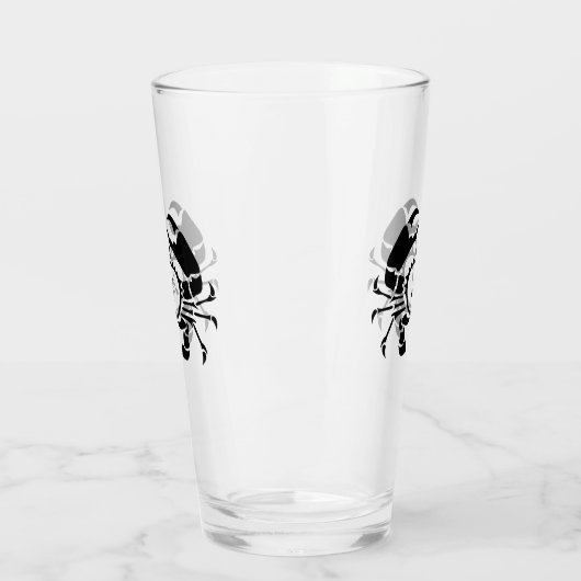 Crab Monogram in een Black Stencil Style Glas (Links)