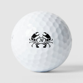 Crab Monogram in een Black Stencil Style Golfballen