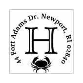 Crab Monogram Return-adres Rubberstempel (Afrduk)