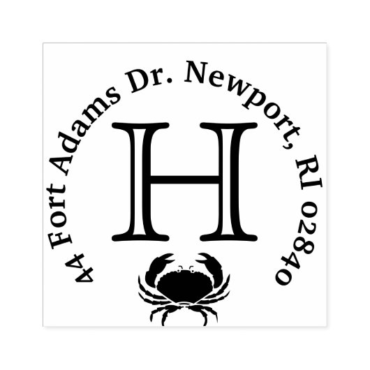 Crab Monogram Return-adres Rubberstempel (Afrduk)