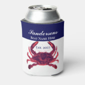 Crab Nautical Burgundy Maroon Red Koelbox Blikjeskoeler (Blikje Achterkant)