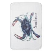 Crab Nautical Navy Blue en White Bath Mat (Voorkant Verticaal)