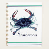 Crab Nautical Navy Blue en White Planner (Voorkant)