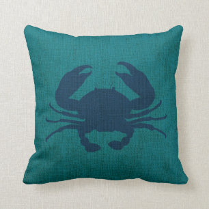 Crab Nautical Ocean Blue en Green Kussen