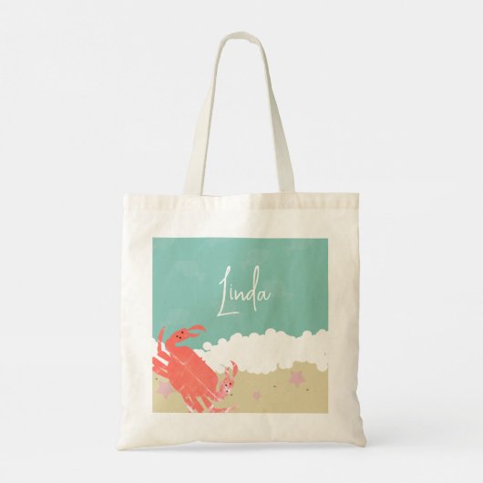 Crab Ocean Beach Sand Waves Zee Creater Tote Bag (Achterkant)
