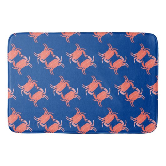 Crab Pattern Blue Shower Badmat (Voorkant)