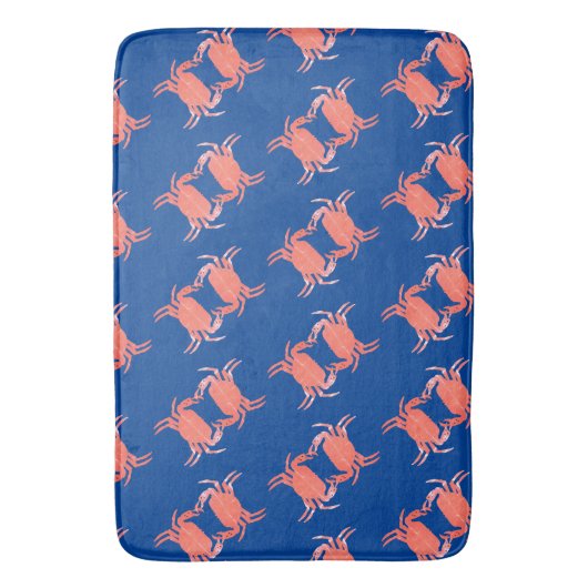 Crab Pattern Blue Shower Badmat (Voorkant Verticaal)