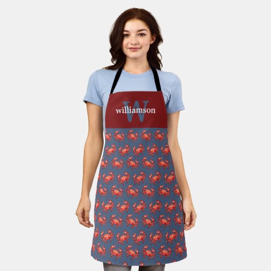 Crab Pattern marine gepersonaliseerd Schort (Gedragen)
