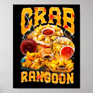 Crab Rangoon Meme Bootleg Rap Stijl 90s Vintage Poster