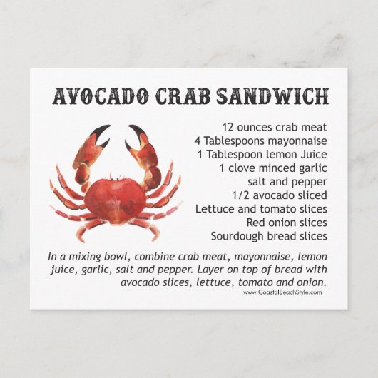 Crab Recipes Briefkaart (Voorkant)