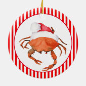 Crab Santa Kerstmis Waterverf Keramisch Ornament (Achterkant)