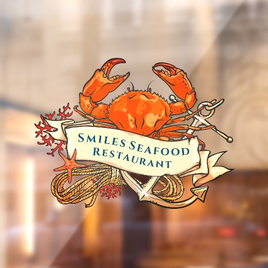 Crab Seafood Anchor Restaurant Front aanpassen Raamsticker (Vel 2)