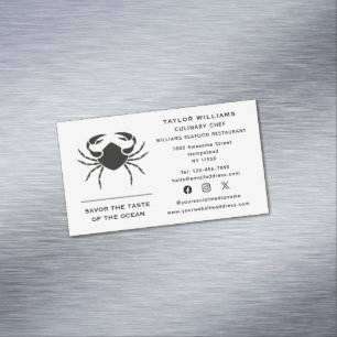Crab Seafood Coastal Ocean Restaurant Sociale Medi Magnetisch Visitekaartje