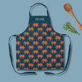Crab Seaside Pattern Gepersonaliseerde naam Schort