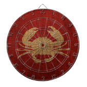 Crab Silhouette in Rustic Red Burlap Kijk Dartbord (Voorkant)