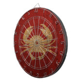 Crab Silhouette in Rustic Red Burlap Kijk Dartbord (Voorkant Rechts)