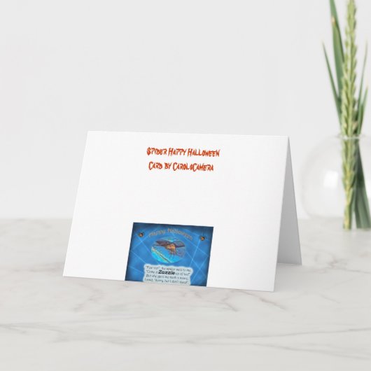 Crab Spider Happy Halloween Kaart (Achterkant)