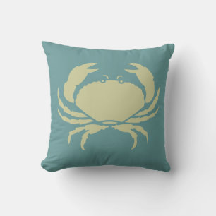 CRAB sur coussin bleu turquoise foncé