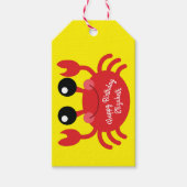 Crab verjaardagsfeestje strand cadeaulabel (Voorkant)