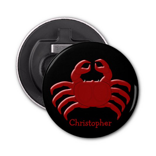 Crab Voeg gewoon naam toe Button Flesopener (Voorkant)