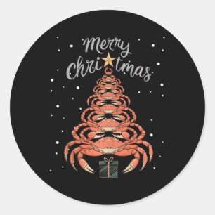 Crab Xmas Tree Crab Christmas Tree Tanktop 1 Ronde Sticker