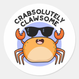 CrabAbsoluut Clawsome Funny Crab Pun Ronde Sticker