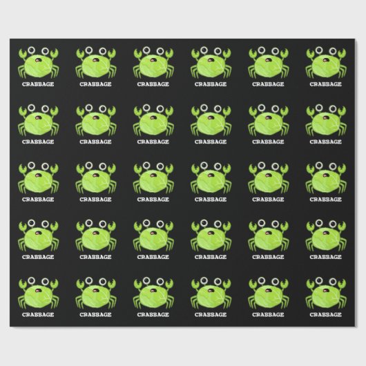 Crabbage Funny Cabbage Crab Pun Dark BG Cadeaupapier (Vlak)