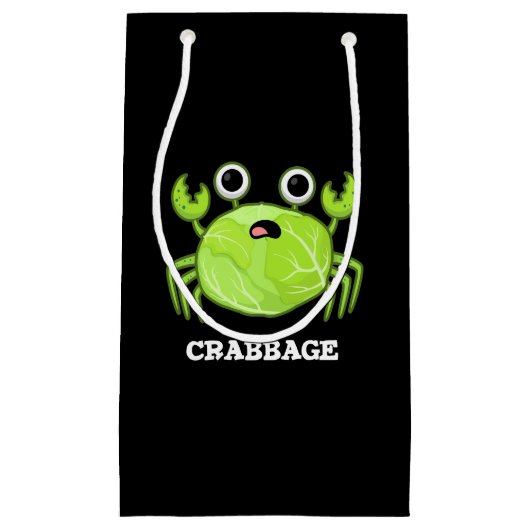 Crabbage Funny Cabbage Crab Pun Dark BG Klein Cadeauzakje (Voorkant)