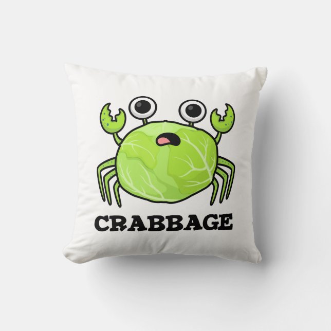 Crabbage Funny Cabbage Crab Pun Kussen (Voorkant)