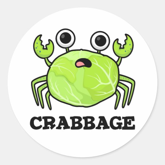 Crabbage Funny Cabbage Crab Pun Ronde Sticker (Voorkant)