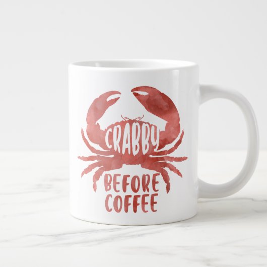 Crabby avant café Aquarelle rouge Jumbo Mug (Droite)