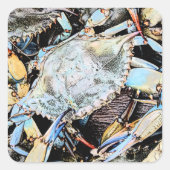 Crabby Blue Crab Square Sticker (Voorkant)