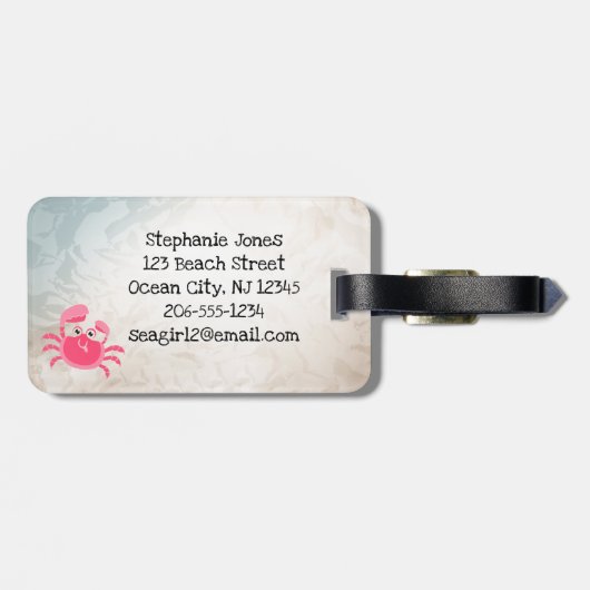 Crabby Crab Design Bagagelabels (Achterkant horizontaal)