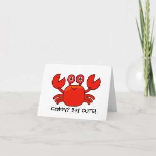 Crabby? Maar Cute!/Cartoon Red Crab Birthday Card Kaart