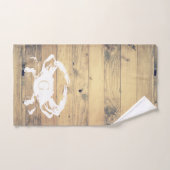 Crabe blanc et planches de bois rustiques | Monogr (Serviette à main)