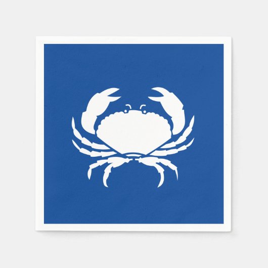 Crabe bleu bleu blanc serviettes en papier côtier (Devant)