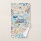 Crabe Bleu & Coquillages (Serviette à main)