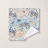 Crabe Bleu & Coquillages (Gant de toilette)