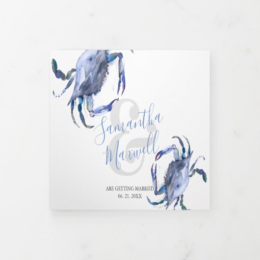 Crabe bleu de la plage de faire-part de mariage (Protection)