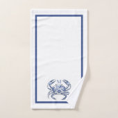 Crabe Bleu Monogramme Nautical Coastal (Serviette à main)