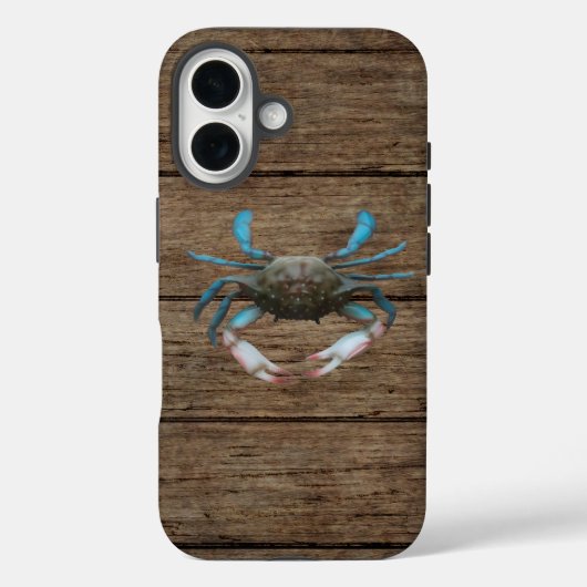 Crabe bleu sur iPhone 16 Coque en bois (Verso)