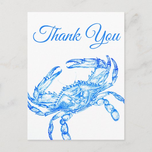 Crabe bleu vintage - merci Carte postale (Devant)