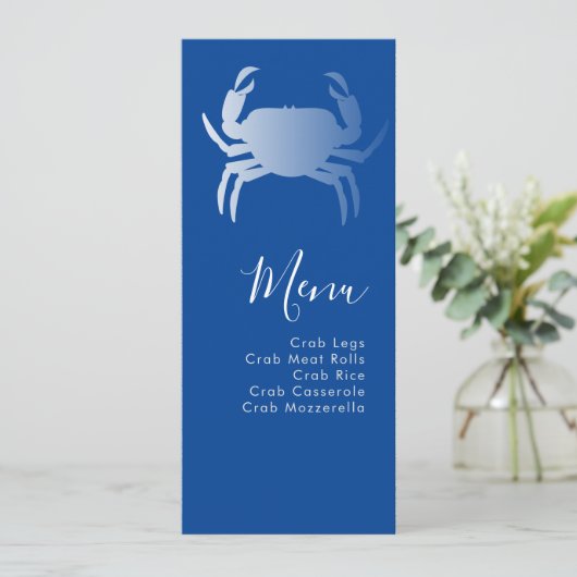 Crabe Boule Nautique Bleu Plage Menu Mariage (Debout devant)