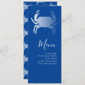 Crabe Boule Nautique Bleu Plage Menu Mariage (Devant / Derrière)