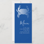 Crabe Boule Nautique Bleu Plage Menu Mariage (Devant)